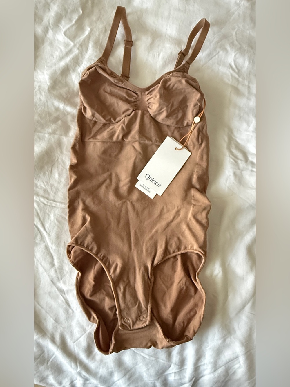 Quince Nude-Tone Shaping Bodysuit with Built-In Cups